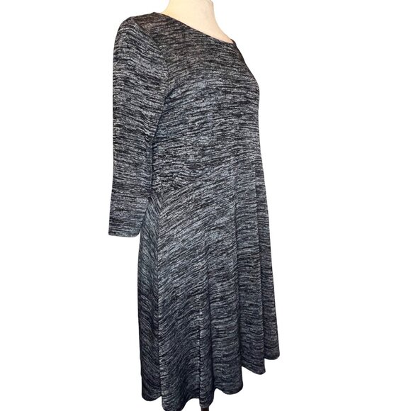 APT. 9 Women's Empire Dress Large Black/Grey Marble Midi Office Cozy Comfort - Picture 8 of 11